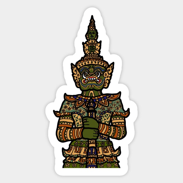 Thai Yaksha or Yaksa is a demon giant and a guardian of the gate at Wat Phra Kaew, Bangkok, Thailand Sticker by Nalidsa